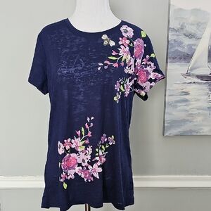 Floral Navy Women's Short Sleeve Tee